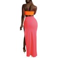 thumbnail image 2 of Txlixc Conjunto de Falda para Mujer, Top de Tubo Sin Mangas con Falda con Abertura en la Cintura Alta Traje de Color de Contraste de Verano Txlixc Moda, 2 of 6