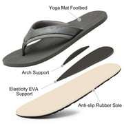 Harvest Land Comfortable Flip Flops for Men Arch Support Thong Sandals Non Slip Summer Beach Shoes Gray Size 10 Males