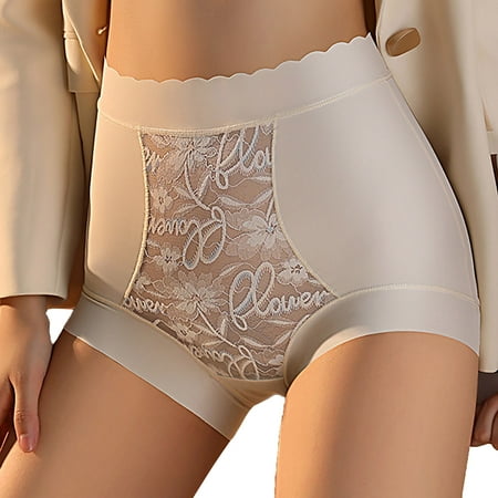 Jamicy Silk Panties for Women High Wasit Underwear for Women Seamless Boyshorts Tummy Control Panties Breathable Briefs Lacy Lingerie Silky Boxer