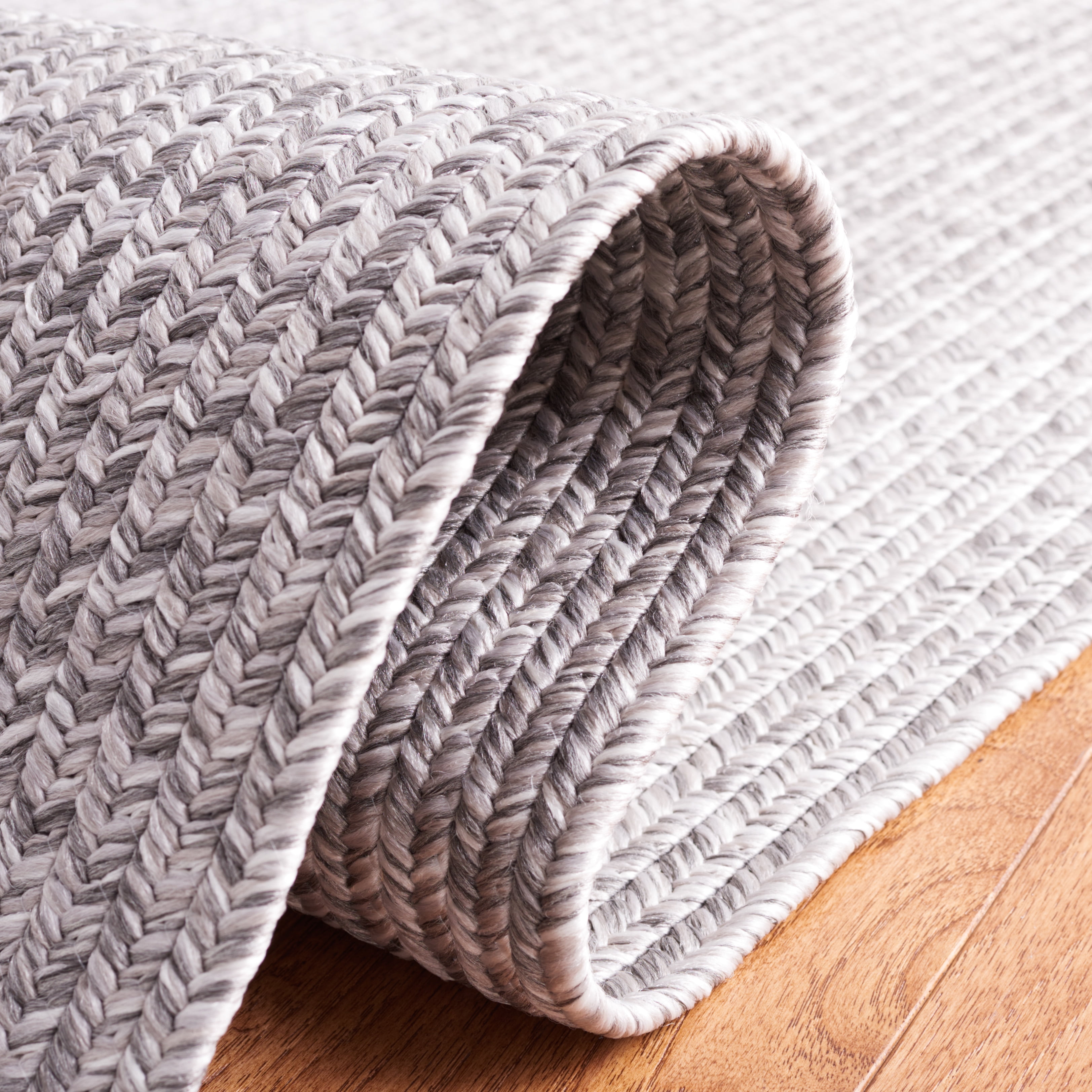 SAFAVIEH Braided Evangeline Bordered Machine Washable Reversible Runner Rug, Grey, 2'3" x 16'