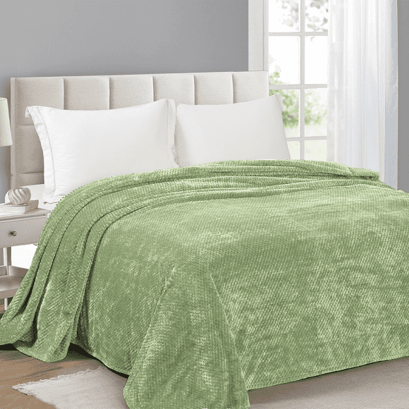 Cobija, Mantas Decorativas Tamaño Queen con Diseño de Ondas de Waffle, Cobija de Cama Súper Suave y Esponjosa 260GSM, Lujosa, Ligera y Transpirable para Sofá, Silla, Ideal para Regalo, Viaje, Salvia