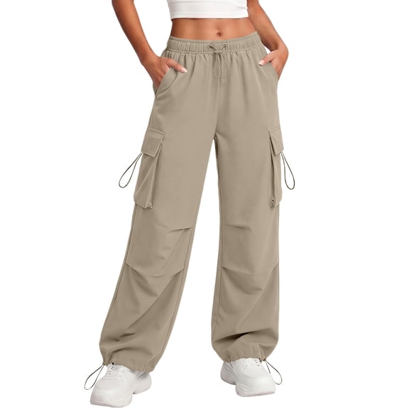 Inleife Women's Cargo Pants Elastic Waistband Drying Hiking Pants with Pockets