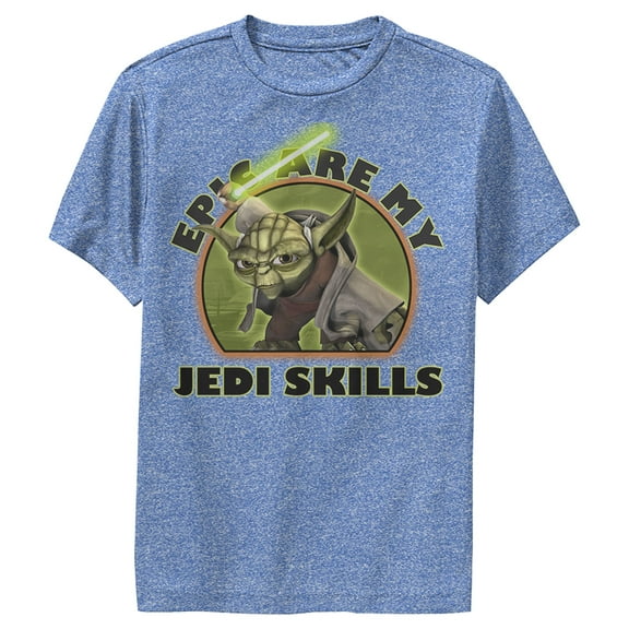 Boy's Star Wars: The Clone Wars Yoda Epic Are My Jedi Skills  Performance Graphic Tee Royal Blue Heather Medium