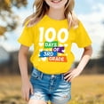 thumbnail image 2 of Tisuna Girls 100 Days Of School Tshirt Letter Print Short Sleeve Crew Neck Tops Comfortable Lightweight Child Toddler Summer Shirt Yellow Size 10-11 Years, 2 of 4