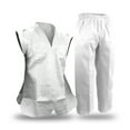 thumbnail image 3 of Sleeveless Martial Arts Uniform Gi Karate Taekwondo Kimono V-neck Set (White,6), 3 of 3
