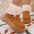 thumbnail image 5 of Viluyesy Womens Winter Snow Boots Platform Fur Lined Warm Non Slip Faux Suede Pearl Bow Casual Boots Brown Size 5.5, 5 of 9