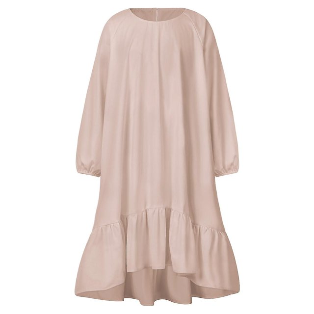 Children's Clothes Ruffle Loose Long Sleeve Round Neck Dress Cute Children's Princess Dress