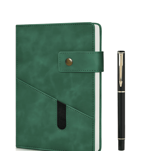 Cuaderno Pasta Dura Libreta Escolar 200 Páginas Pluma Regalo Xtellar verde