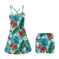 thumbnail image 2 of KEIAHUAN 2 Piece Golf Dresses Set for Womens Hibiscus Print Tennis Dress with Pocket Spaghetti Strap Golf Outfits with Shorts Moisture Wicking Backless Athletic Dresses Tropical Plumeria Small, 2 of 7