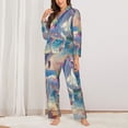 thumbnail image 2 of Honeii Dolphin Rainbow Horse print Women's Pajama Sets Long Sleeve Button Down Sleepwear Nightwear Soft Pjs Lounge Sets-Large, 2 of 7