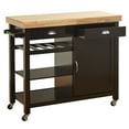 thumbnail image 5 of TMS Martha Butcher Block Rolling Kitchen Island with Cabinet, Drawers, Shelves, and Towel Rack, Black, 5 of 6