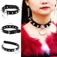 thumbnail image 2 of Collar de cuero con anillo redondo y personalidad exagerada, estilo europeo y americano, con remaches y correa de cuello con pinchos para tiroteos callejeros en discotecas, 2 of 6