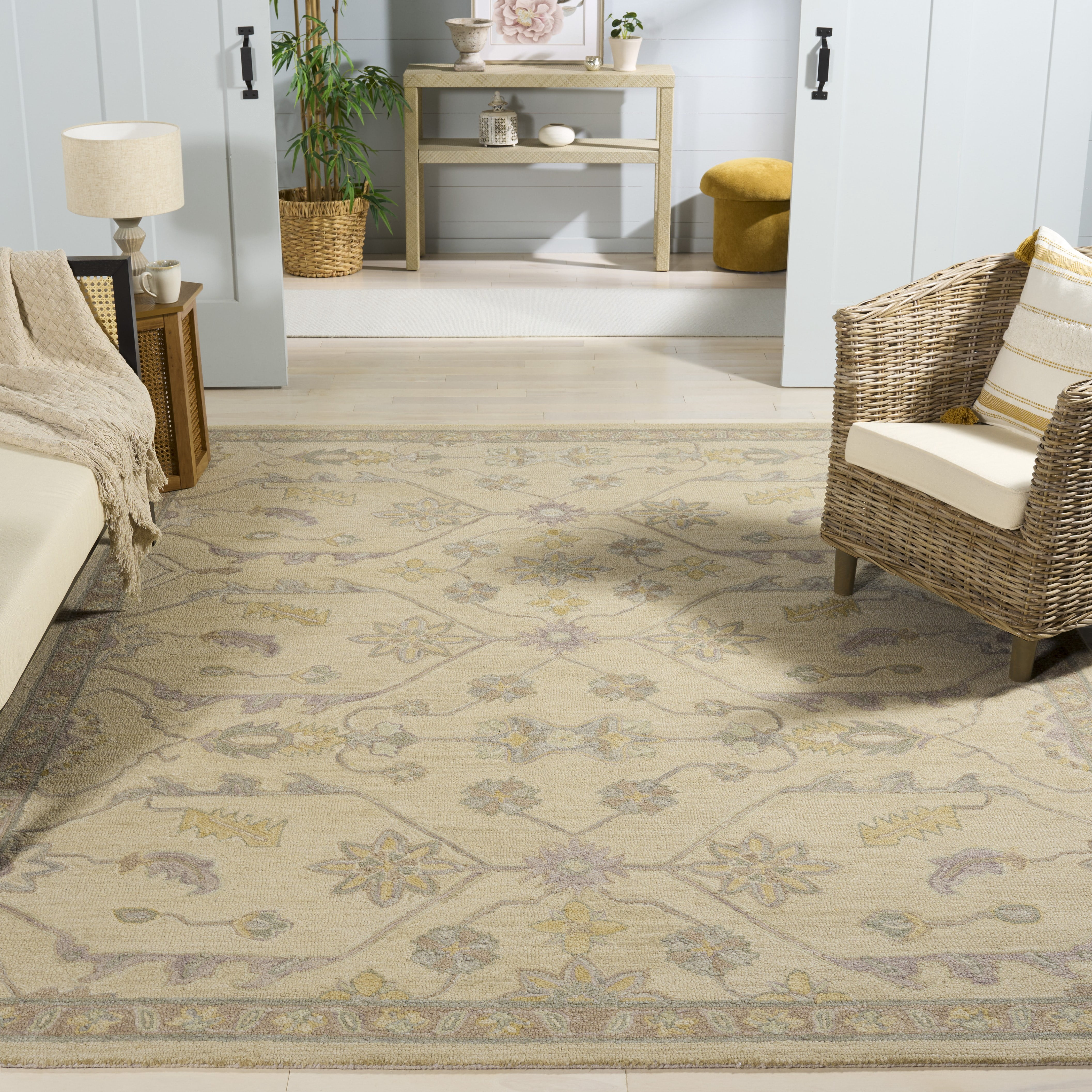 Safavieh Blossom Constantine Floral Wool Area Rug, Beige/Purple, 9' x 12'