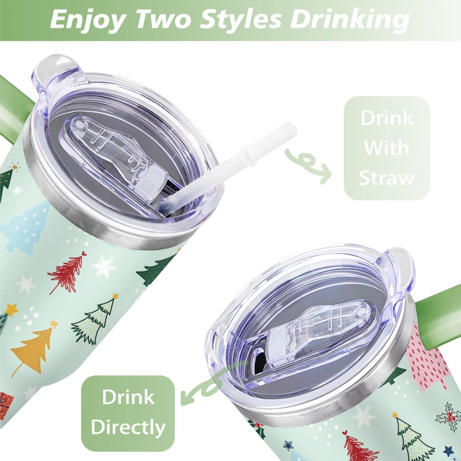 Christmas Gifts 40 oz Tumbler with Handle and Straw Lid,Cute Gifts for Women Winter Gnome Vacuum Insulated Leak Proof Tumbler,Holiday Accessories Stainless Steel Coffee Cup