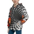 thumbnail image 2 of Fotbe Butterflies Optical Illusion Pattern Youth Pullover Hooded Sweatshirt, Boys Hoodie, Kangaroo Pocket Hoodie for Kids Girls -Small, 2 of 6