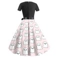 thumbnail image 3 of Robe d'Été pour Femmes 2024 Mode Grande Taille Décontractée Imprimé Floral Manches Courtes Col Rond Longueur Genou 50 % de Réduction Liquidation!, 3 of 3