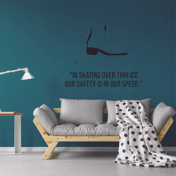 Im Skating Over Thin Ice Our Safety Is In Our Speed Ice Skating Motivational Quote Quotes Wall Sticker Vinyl Decal Home Decor Room Living Room Bedroom Decoration Sticker Decal Size (10x10 inch)