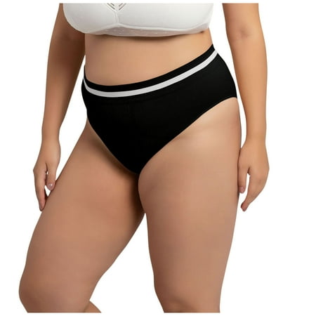New & Trending  Women s Plus Size Cotton Underwear  High Waist Seamless  Soft Comfort  Everyday Casual  Seamless Seamless Briefs  Womens Clothes Plus Size | Black 2XL  Sopatenor