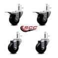 thumbnail image 2 of 3 Inch Soft Rubber Wheel Swivel 7/16 Inch Stem Caster Set 2 Total Lock Brake SCC, 2 of 2