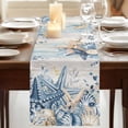 thumbnail image 3 of Table Runners 72 Inches Long Dress Scarves, Blue Eucalyptus Coastal Farmhouse Kitchen/Dining Table Runner, Coffee Tablerunners, Beach Starfish Shell Nautical Vintage 14x72 Inch, 3 of 9