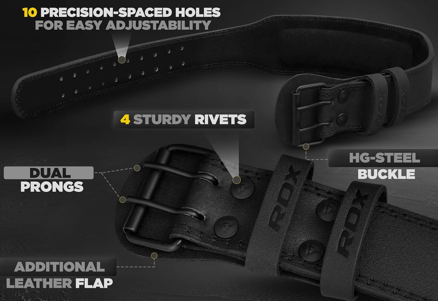 RDX Weight Lifting Belt for Fitness Gym Belts for Powerlifting, Deadlifting Adjustable Leather Belt with 4” Padded Lumbar Back Support Great for Bodybuilding