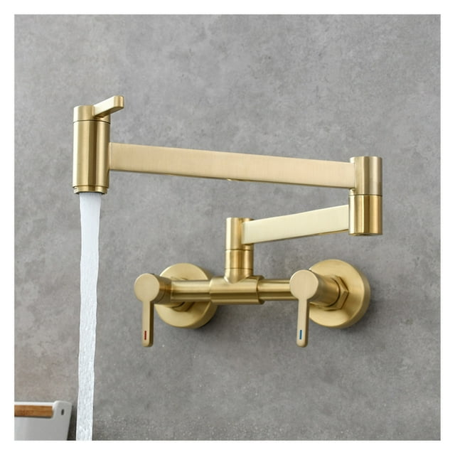Brass Pot Filler Faucet Folding Kitchen Faucet With Double Joint Swing Arms Rotated Tap Wall Mounted For Hot And Cold Water ,Effortless Installation
