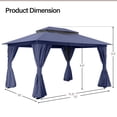 thumbnail image 3 of LAUSAINT HOME 10'x13' Outdoor Patio Gazebo, Heavy Duty Semi-Permanent Gazebo Tent with Double Roof, Mosquito Netting & Privacy Curtains, Metal Frame Backyard Canopy for Garden, Lawn, Party, Navy Blue, 3 of 10