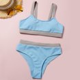 thumbnail image 4 of Traje de baño dividido azul para piscina y aguas termales, elástico, talla L, conjunto de bikini de cintura alta, 4 of 6