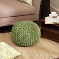 thumbnail image 4 of Round Pouf Ottoman - Cable Knitted Boho Poof - Home Décor Cord Pouffe Handmade Circular Footrest for Living Room - Bedroom - Kids Bedroom - 100% Cotton Pouf (19.5"x19.5"x14") -Circular Kiwi, 4 of 19
