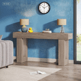 thumbnail image 4 of HiiKaa 63in Narrow Long Console Table for Living Room,Farmhouse Wood Entryway Table for Hallway,Sofa,Entry,Entrance,Foyer,Behind Couch with 2-Tier Shelves,Gray, 4 of 6
