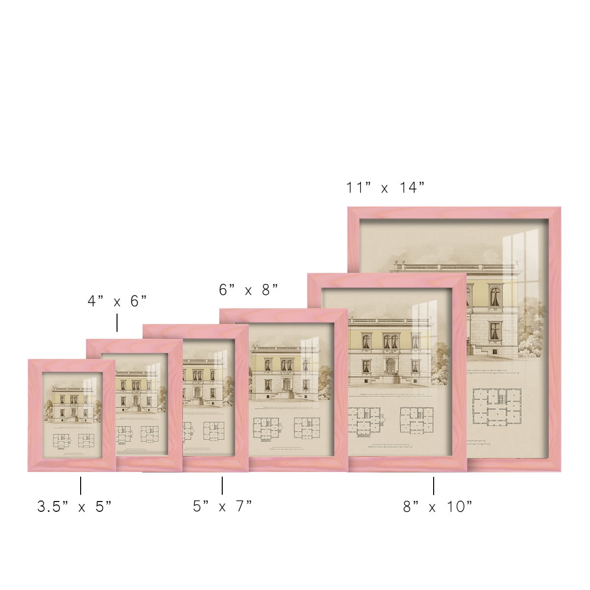 Estate and Plan V -Framed Print w/glass-Sunset Pink
