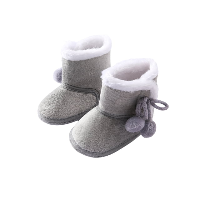 Honganda Chaussures d'Hiver pour Filles, Bottes en Patchwork à Pompons Solides