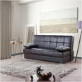 thumbnail image 4 of JERFIT Convertible Sofa Bed with Storage, Brown PU Leather Futon Couch Bed for Small Spaces, Guest Room, 4 of 5