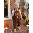 thumbnail image 5 of RUINIXCW Toddler Baby Thanksgiving Jumpsuit Turkey Embroidery Sleeveless Overalls, 5 of 8