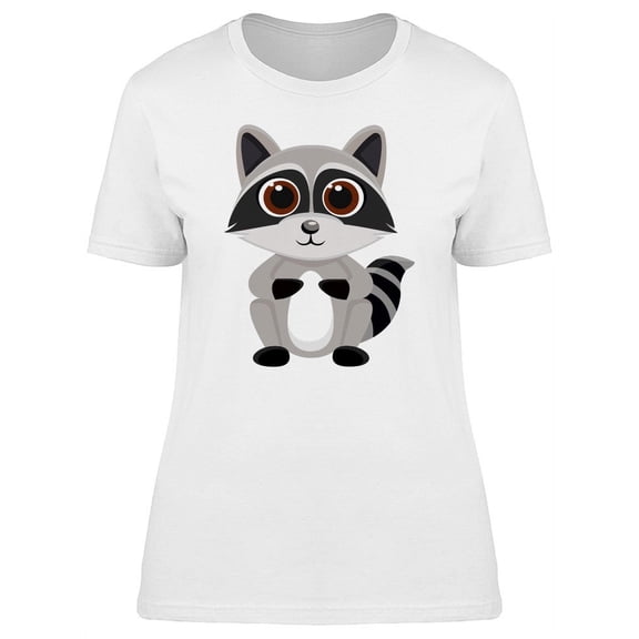 Cute Cartoon Raccoon T-Shirt Women -Image by Shutterstock, Female Large