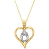 10kt Polished Heart Mother and Child Pendant, 18" Necklace