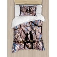 thumbnail image 1 of Black Crow Duvet Cover Set Twin Size, Photo of Birds on Cherry Blossom Tree Branch, Decorative 2 Piece Bedding Set with 1 Pillow Sham, Azure Blue Pale Blush Dark Brown Charcoal Grey, by Ambesonne, 1 of 3