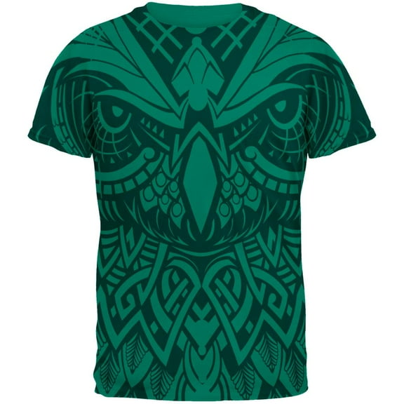 Trippy Tribal Owl Mens T Shirt Jade Dome MD