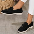 thumbnail image 3 of Suede Loafers for Women Dressy Fringe Slip on Flat Shoes Casual Lightweight Outdoor Walking Driving Shoes Black Size 9, 3 of 7