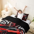 thumbnail image 3 of Erosebridal Cool Race Car Twin Bedding for Kids Boys, Gradient Red Honeycomb Duvet Cover Set, Black Reversible, 1 Duvet Cover and 1 Pillowcase (No Comforter), 3 of 5