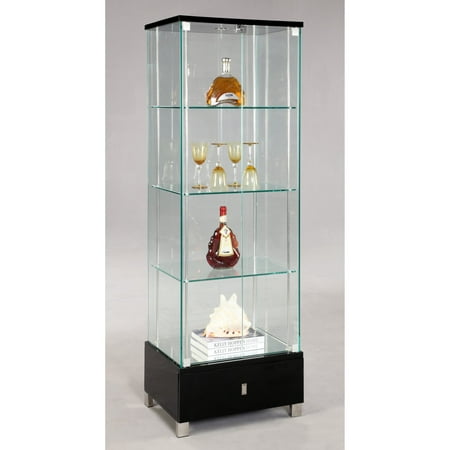 Chintaly London Glass Curio Cabinet Black Walmart Com