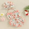 thumbnail image 2 of Baby Girls Three Piece Swimsuits  Floral Print Halter Bikini Set Bathing Suit with Swim Cap, 2 of 7