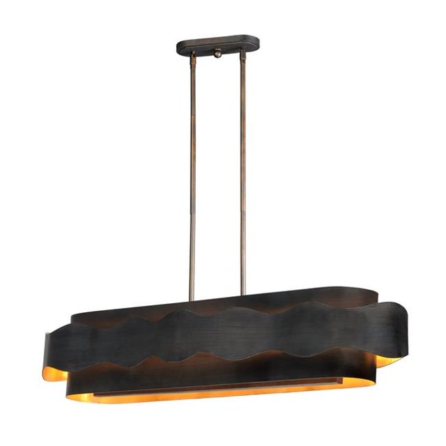 Maxim 38397BZGTGLD Flow 5-Light Linear Chandelier, Bronze Gilt & Gold