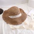 thumbnail image 4 of Delayuji Womens Lace Bow Hat Hollow Lace Wide Brim Adjustable Tie Breathable Woven UV Protection Stylish Floral Hat Outdoor Daily beach hat Sun Hat, 4 of 4