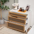 thumbnail image 1 of Vicamelia 3-Drawer Rattan Drawers Chest, Modern Closet Dresser Storage Cabinet for Living Room Bedroom, White&Brown, 1 of 8
