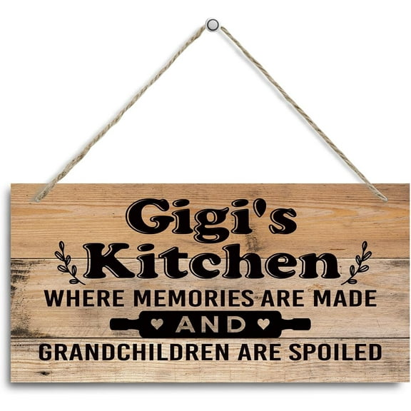 Wood Sign 5x10 Inch Gigi'S Kitchen Sign Where Memories Are Made And Grandchildren Are Spoiled Gigi Home Decor For Kitchen Decor Hanging Wall Plaque Grandma Gift Gigi Gift From Grandson Granddaughter