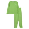 thumbnail image 2 of Hansber Boys Girls Thermal Underwear Set Solid Color Winter Warm Clothes Base Layer Top with Leggings Green 150, 2 of 6