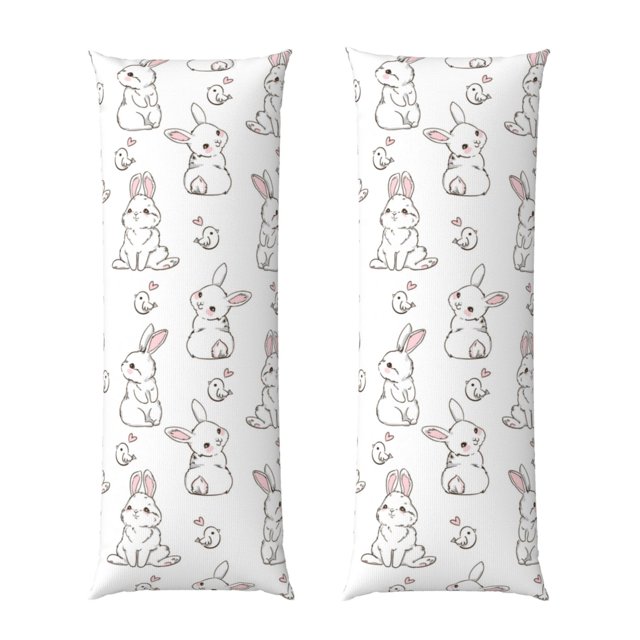 Fotbe Bunny And Bird Funda para Almohada Corporal con Diseño, Funda de Microfibra Ultrasuave de 20x54 Pulgadas, Ropa de Cama Elegante