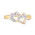 thumbnail image 1 of 10kt Yellow Gold Womens Round Diamond Double Heart Ring 1/12 Cttw, 1 of 4