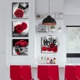 thumbnail image 5 of Red and Black Rose Canvas Wall Art Living Room Decor Black and White Couples Bedroom Decor Floral Posters Bathroom Pictures Modern Family Painting for Kitchen Artwork Home Decoration 16x16" 4 Pcs/Set, 5 of 6